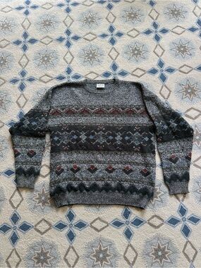 Vintage Grey Knit Crewneck Sweater